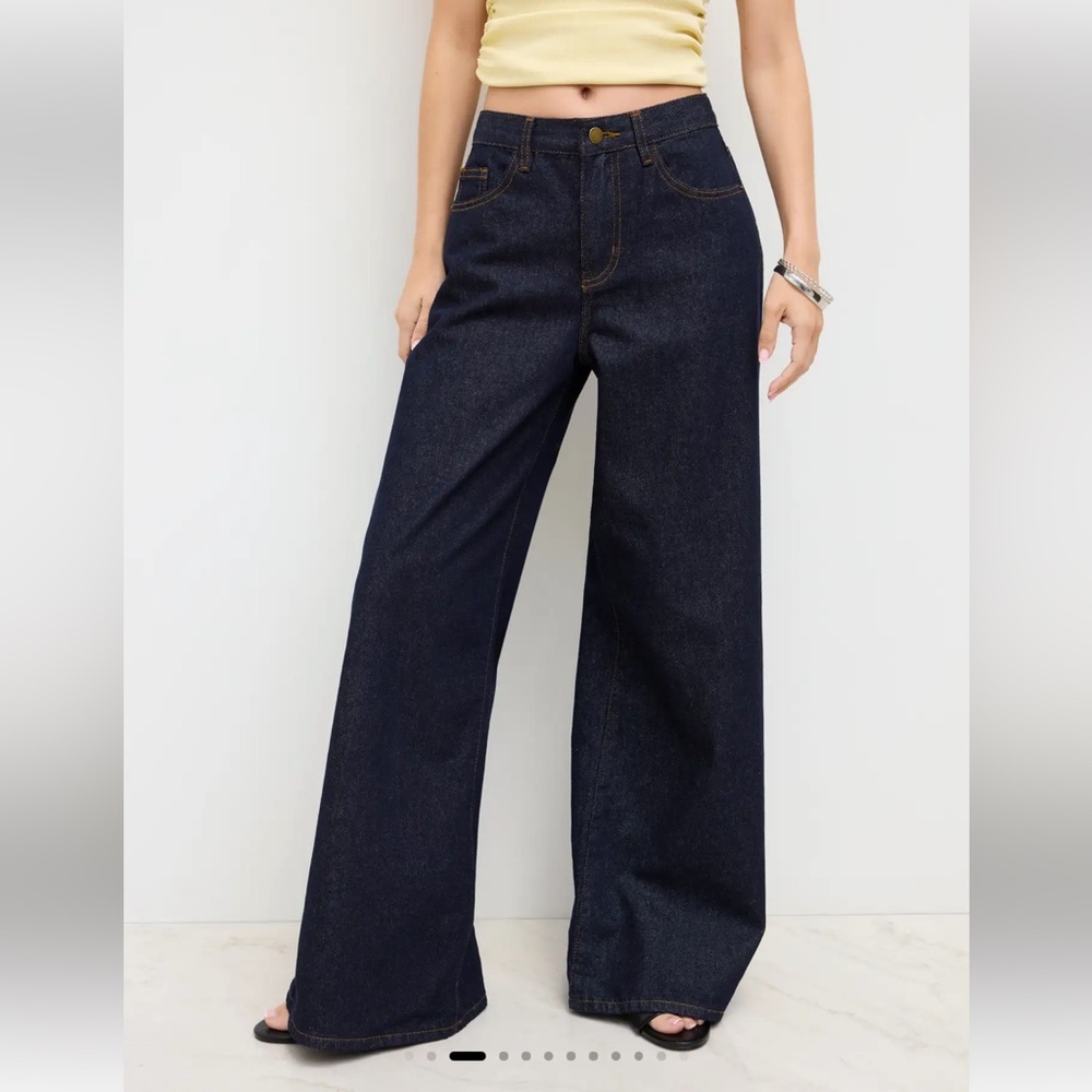 NWT Cider Low Rise Dark Indigo Baggy Wide-Leg Jeans